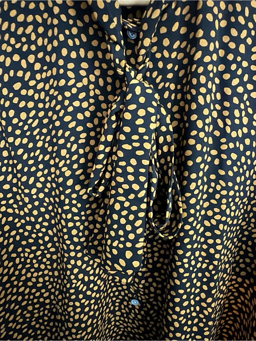 Black and Tan Printed Button-Front Blouse